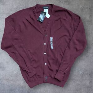Expressions Vintage 90s Burgundy Acrylic Cardigan Sweater Men's Size Large NWT